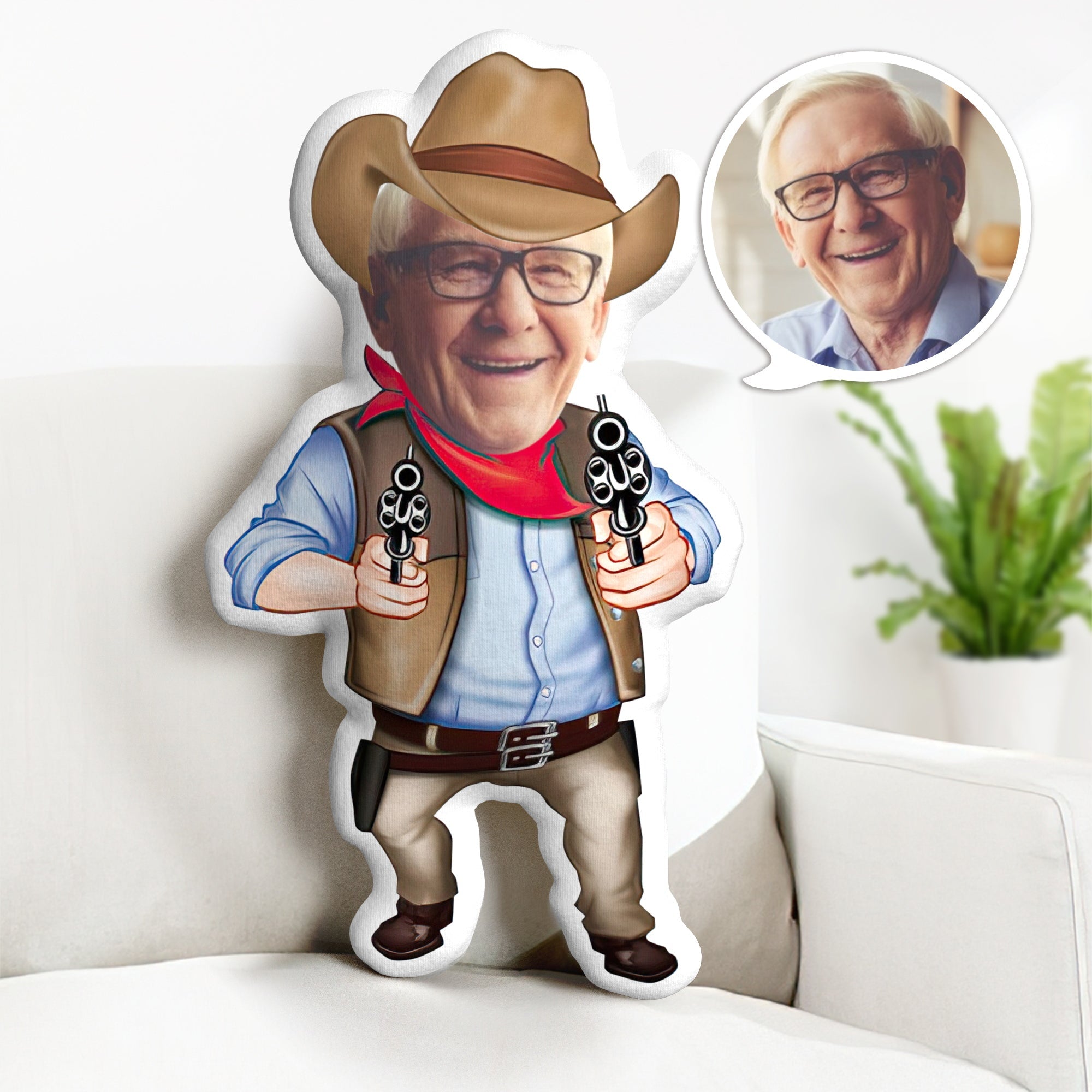Coussin Cadeau Pour Papa, Coussin Visage Et Corps Personnalisé, Coussin Cowboy Personnalisé, Cadeau Pour Papa - MaPhotocaleconFr