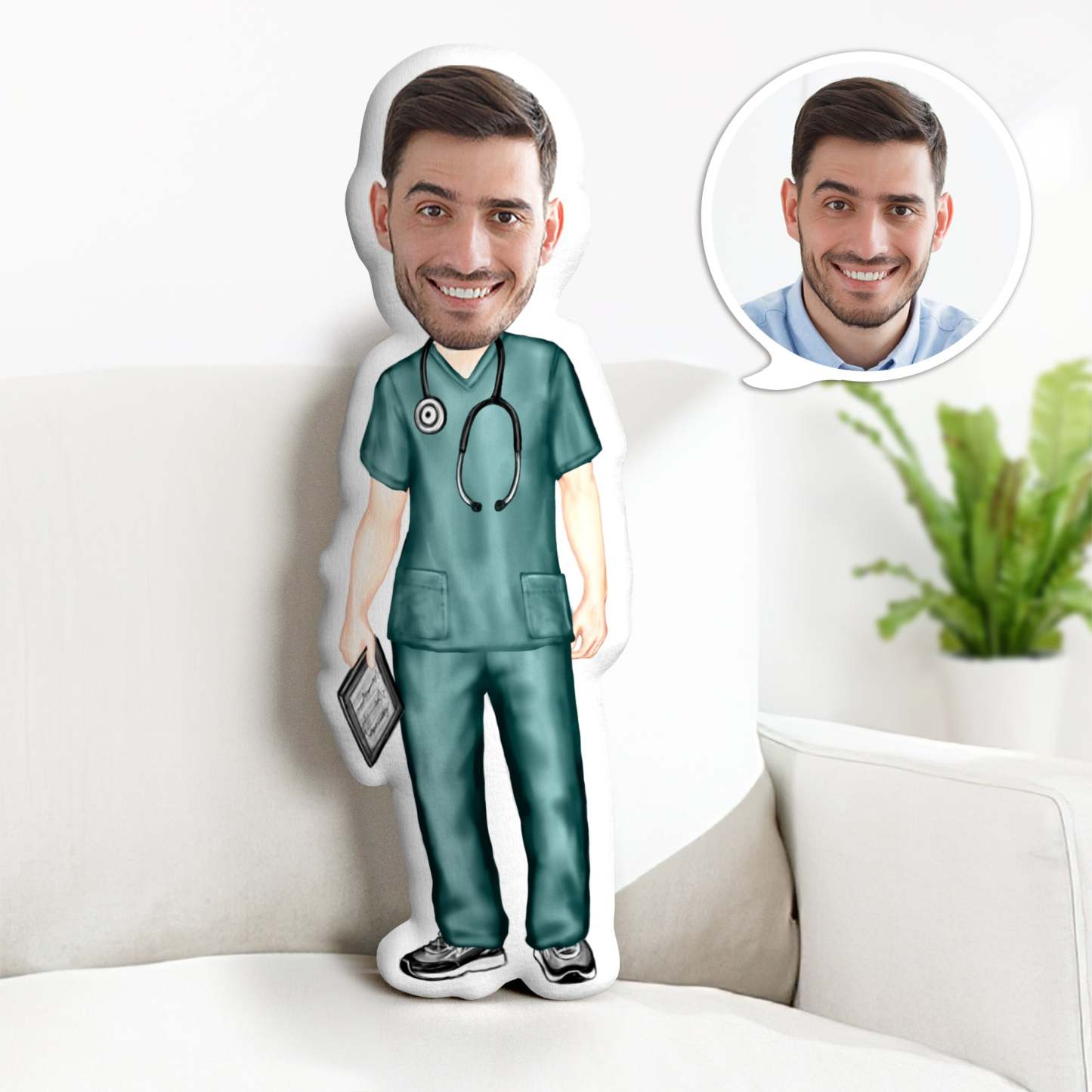 Coussin Décoratif Minime Personnalisé Avec Visage - Cadeau Unique Pour La Fête Des Pères (pour Lui) - MaPhotocaleconFr