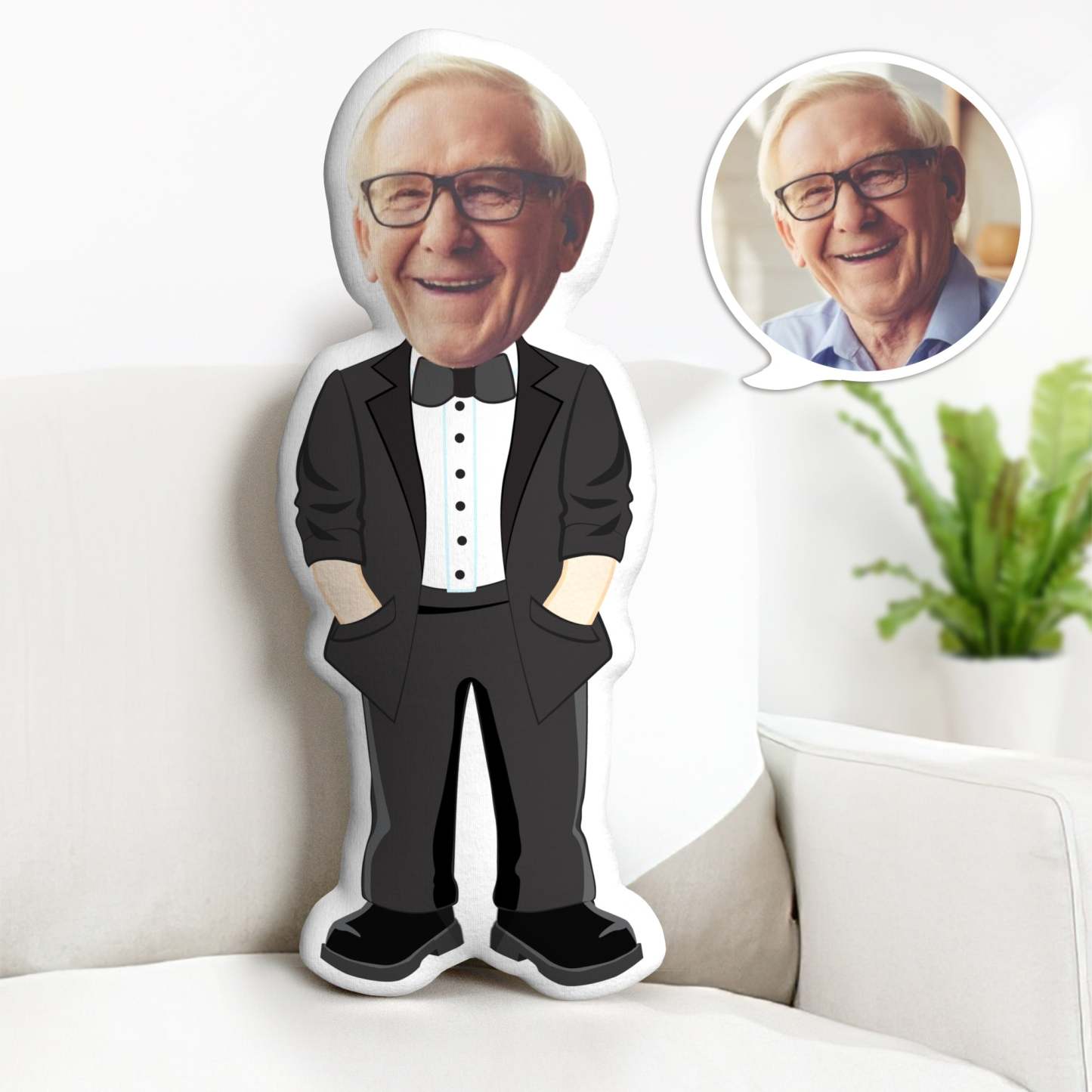 Coussin Décoratif Minime Personnalisé Avec Visage - Cadeau Idéal Pour La Fête Des Pères - Cadeau Pour Papa - - MaPhotocaleconFr