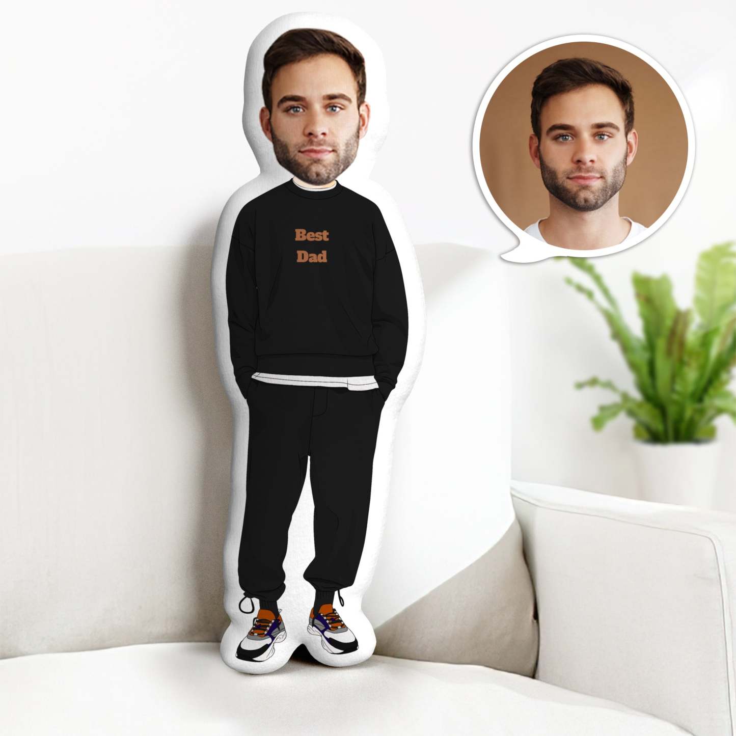 Coussin Décoratif Minime Personnalisé Avec Visage - Coussin Décoratif Minime Personnalisé Pour La Fête Des Pères - Cadeaux Minime Amusants - MaPhotocaleconFr