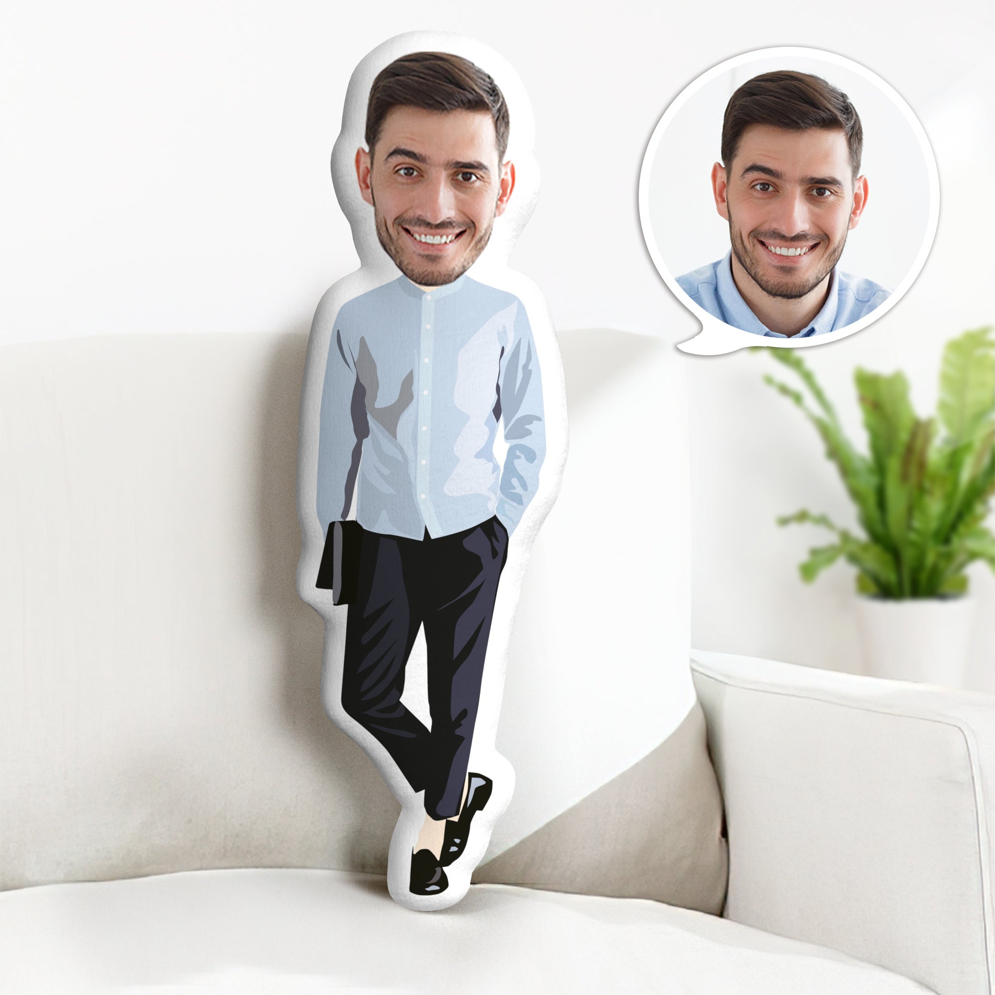 Coussin Décoratif Minime Personnalisé Avec Visage - Idée Cadeau Pour La Fête Des Pères - MaPhotocaleconFr