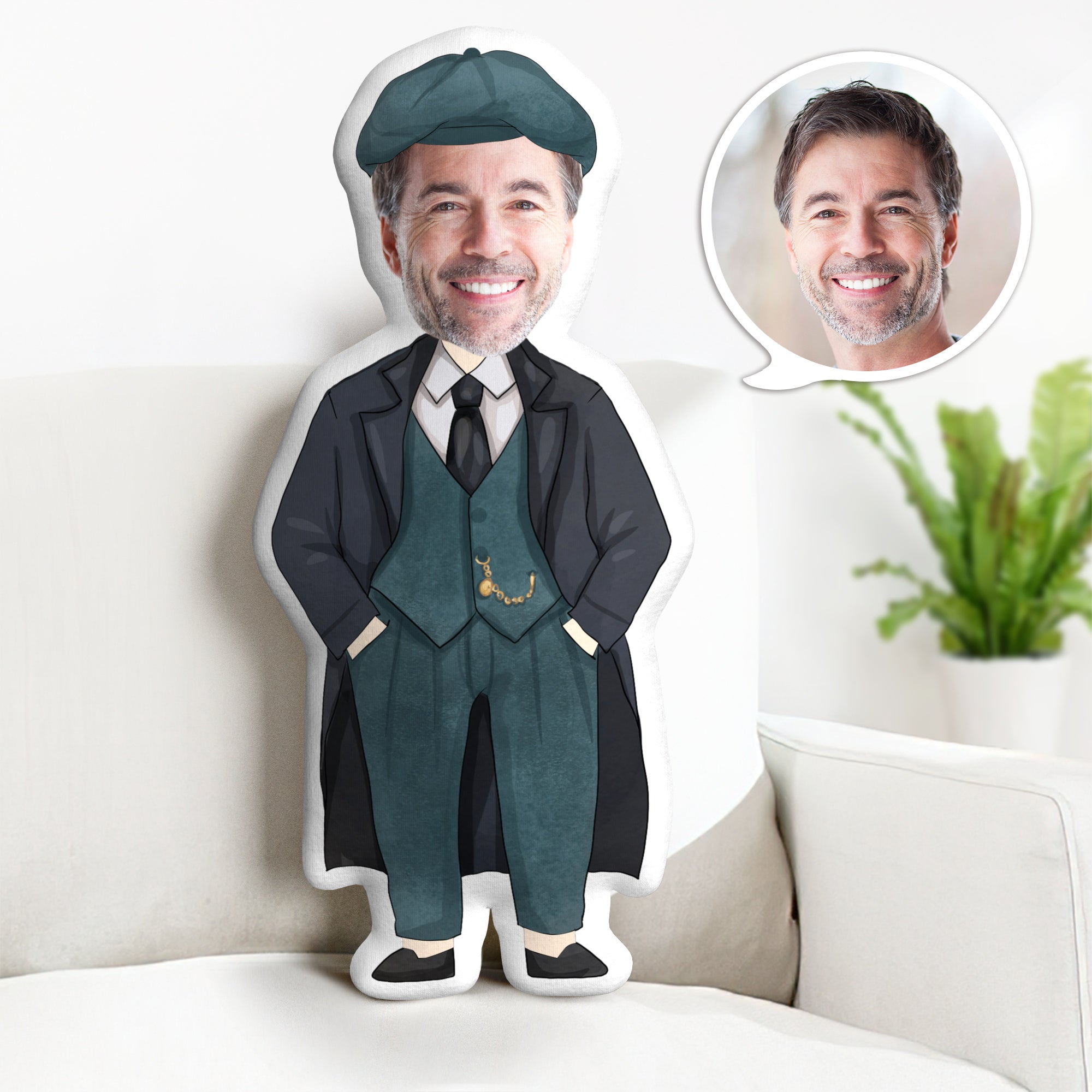 Cadeaux Personnalisés Pour La Fête Des Pères - Coussin Décoratif Minime Personnalisé Avec Visage - Cadeaux Rétro Pour Papa - MaPhotocaleconFr