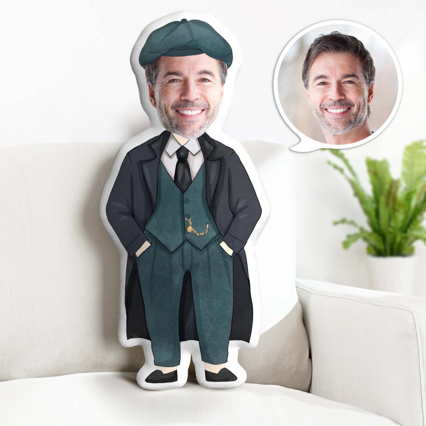 Cadeaux Personnalisés Pour La Fête Des Pères - Coussin Décoratif Minime Personnalisé Avec Visage - Cadeaux Rétro Pour Papa - MaPhotocaleconFr