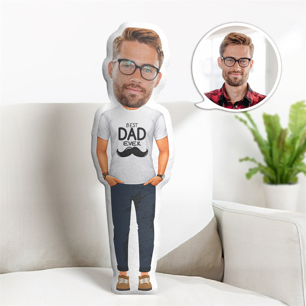 Cadeaux Pour Papa Coussin Photo Personnalisé Avec Visage, Poupée Minime Personnalisée « Meilleur Papa Du Monde », Cadeaux Pour Lui - MaPhotocaleconFr
