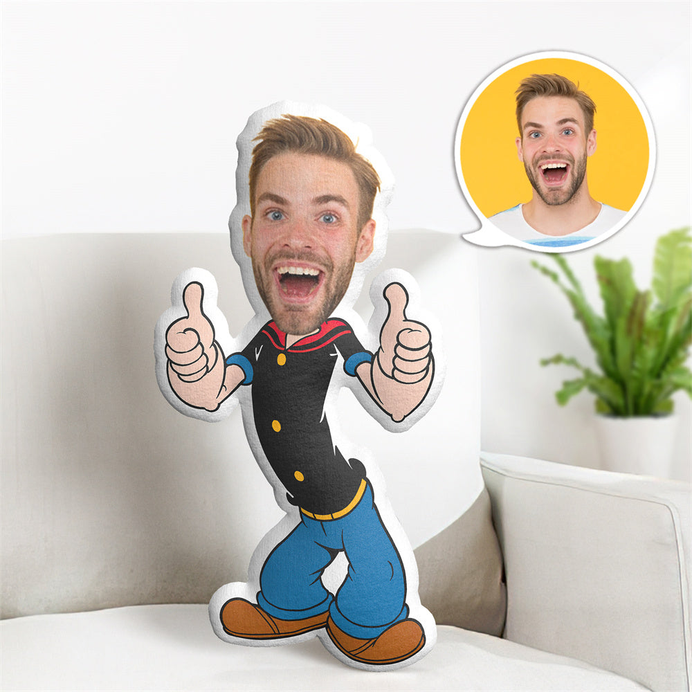 Cadeaux Pour Papa Coussin Photo Personnalisé Avec Visage, Poupée De Dessin Animé, Coussin Popeye Minime Personnalisé, Cadeaux Pour Lui - MaPhotocaleconFr