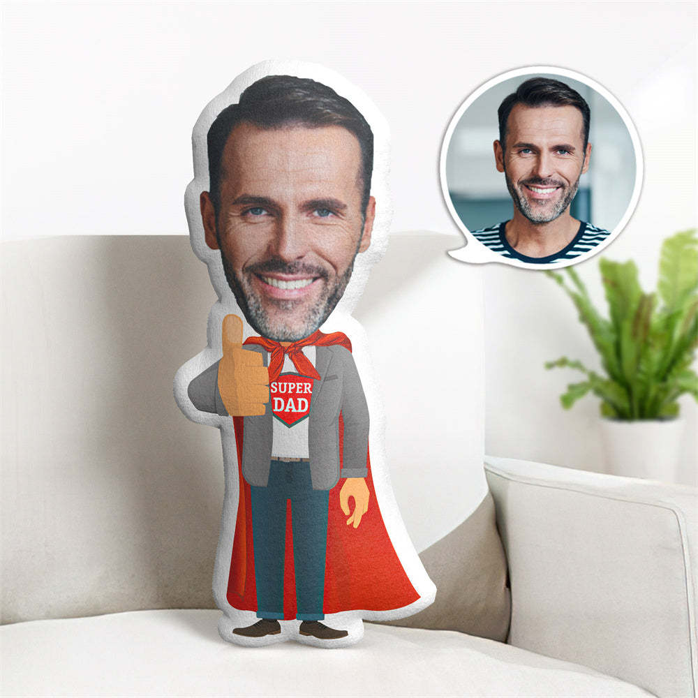Cadeaux Pour Papa Coussin Minime Super Papa Personnalisé Coussin Visage Photo Poupée Super-héros Cadeaux Pour Lui - MaPhotocaleconFr