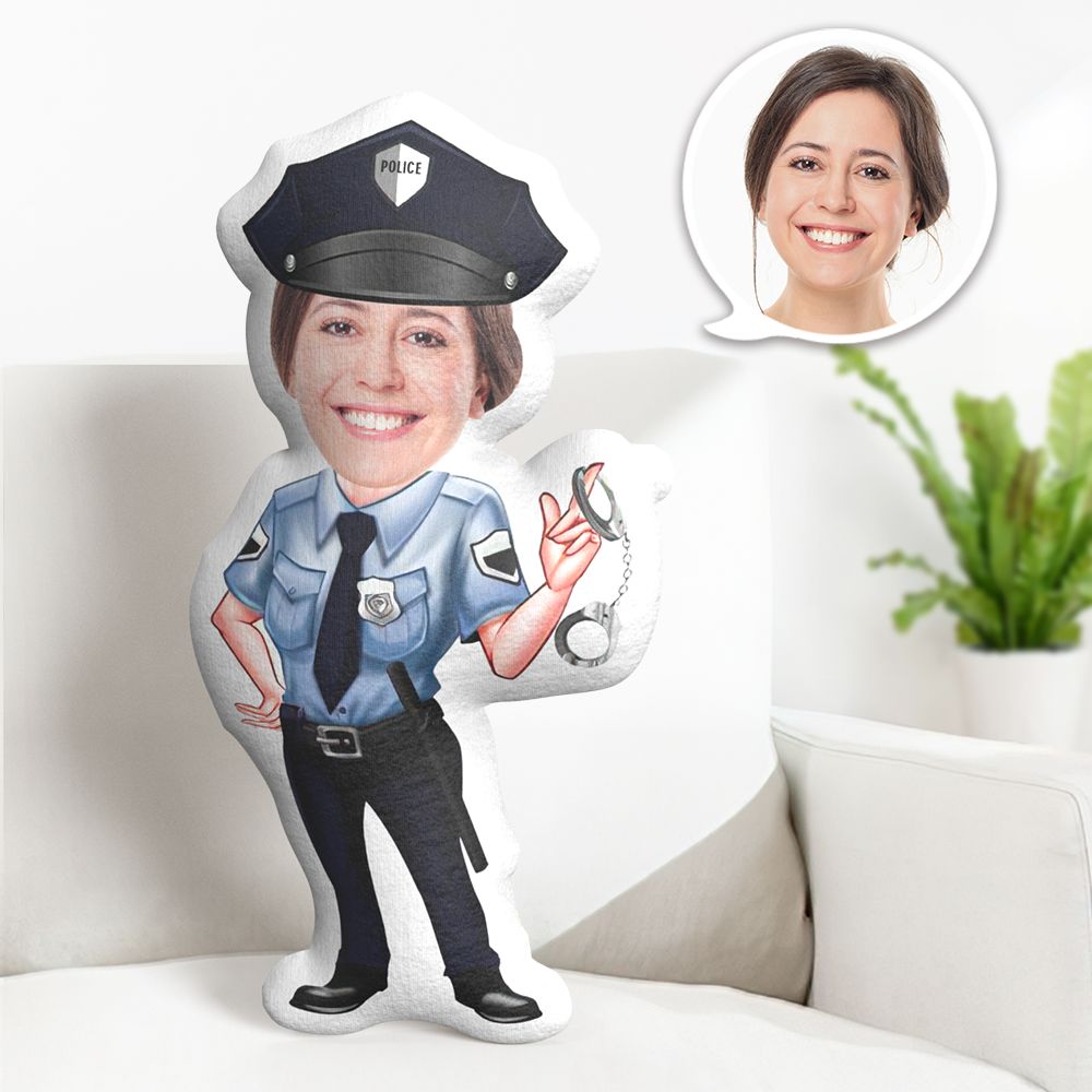 Coussin Personnalisé Avec Visage, Poupée Policière Minime, Cadeau Pour Elle - MaPhotocaleconFr