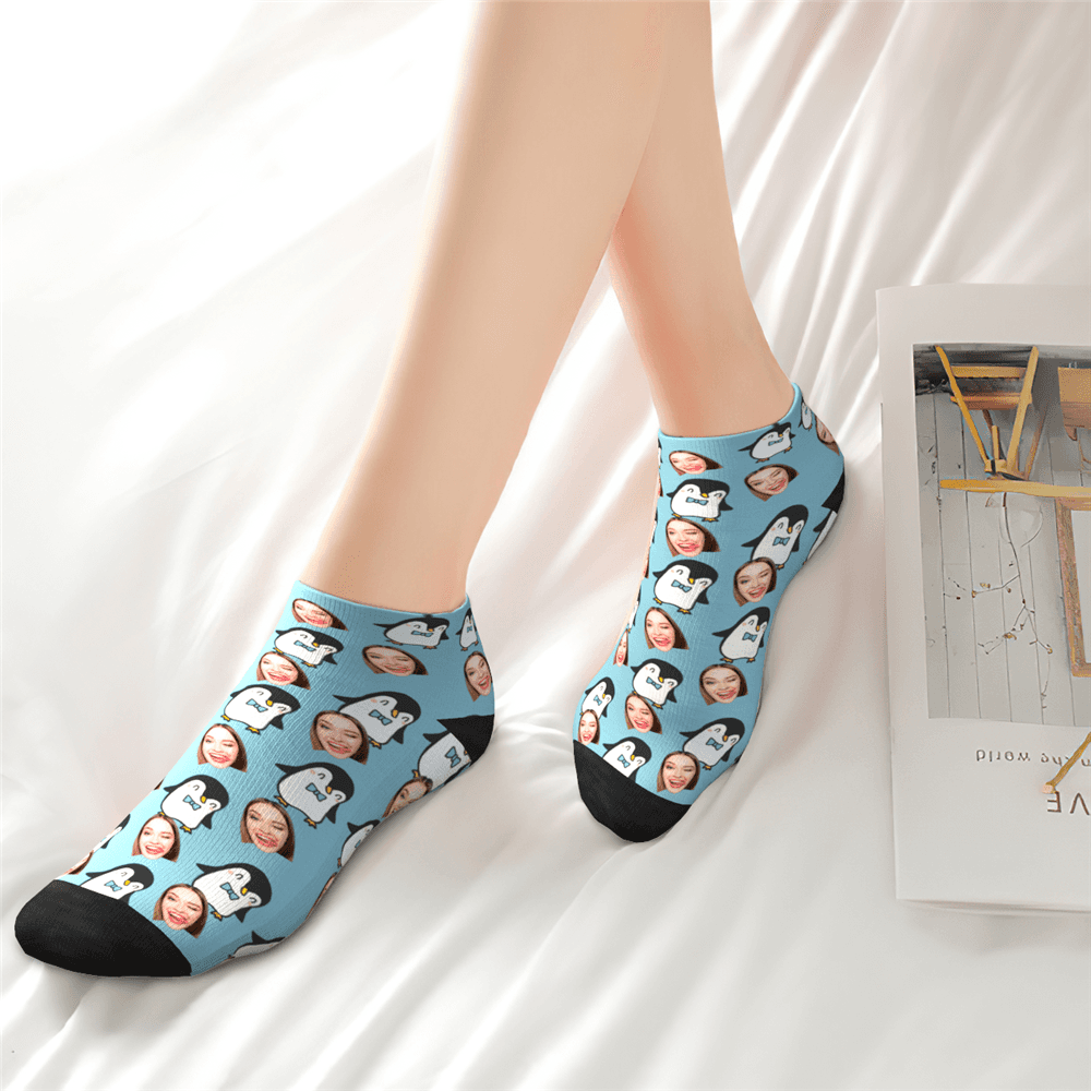 Chaussettes Mignonnes Personnalisées De Cheville De Pingouin - MaPhotocaleconFr