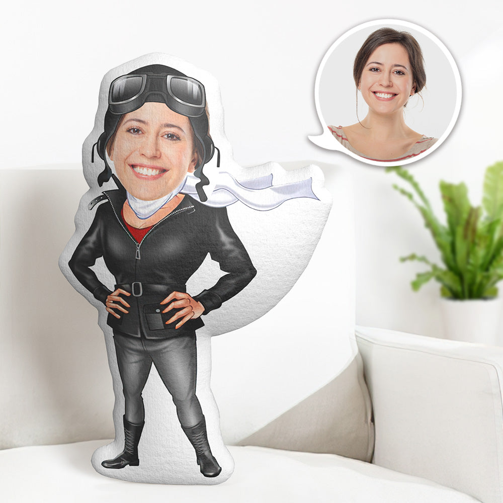 Coussin Personnalisé Mon Visage Coussin Photo Personnalisé Coussin Minime Pilote Femme - MaPhotocaleconFr