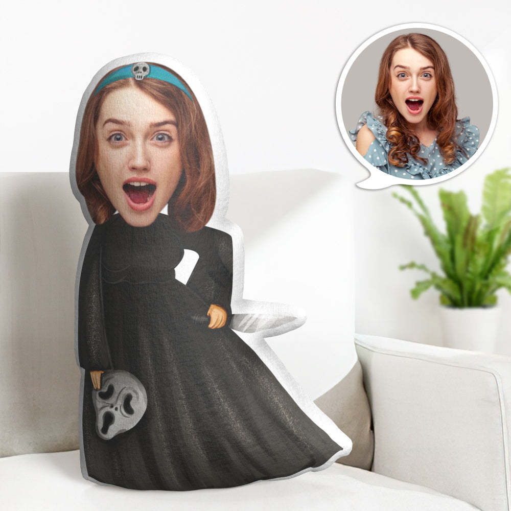 Coussin Décoratif Minime Personnalisé Avec Visage, Coussin Décoratif Minime D'halloween Personnalisé, Sorcière Sombre - MaPhotocaleconFr