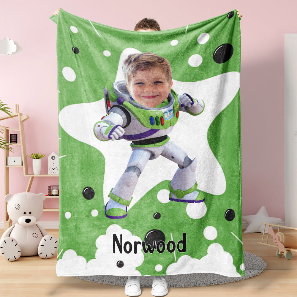 Couverture Personnalisée Avec Photo Et Texte Buzz L'éclair, Mini-couverture, Le Cadeau Idéal Pour Lui - MaPhotocaleconFr
