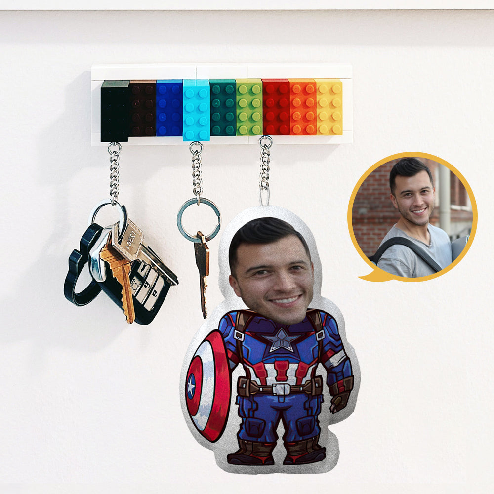 Cadeau Personnalisé Captain America Porte-clés Coussin Corps Personnalisé Porte-clés Minime Coussin Porte-clés Photo Cadeau Pour Enfants - MaPhotocaleconFr
