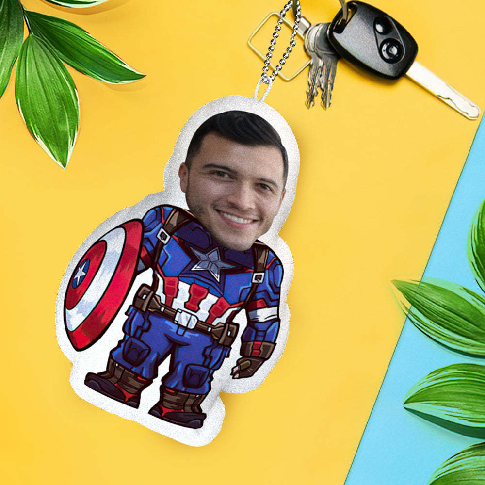 Cadeau Personnalisé Captain America Porte-clés Coussin Corps Personnalisé Porte-clés Minime Coussin Porte-clés Photo Cadeau Pour Enfants - MaPhotocaleconFr