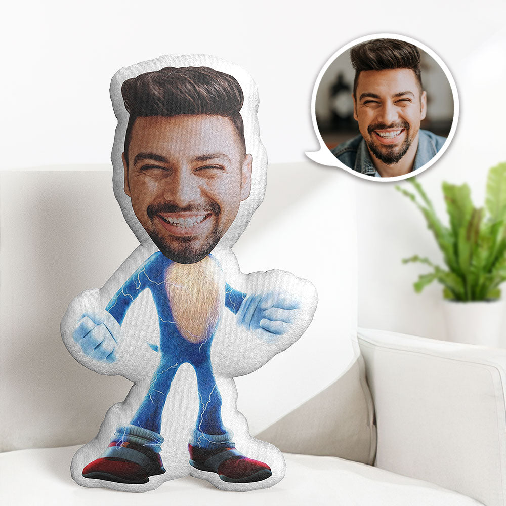 Coussin Corporel Personnalisé Sonic Le Hérisson, Coussin Décoratif Avec Visage Personnalisé, Cadeau Idéal Pour Lui - MaPhotocaleconFr