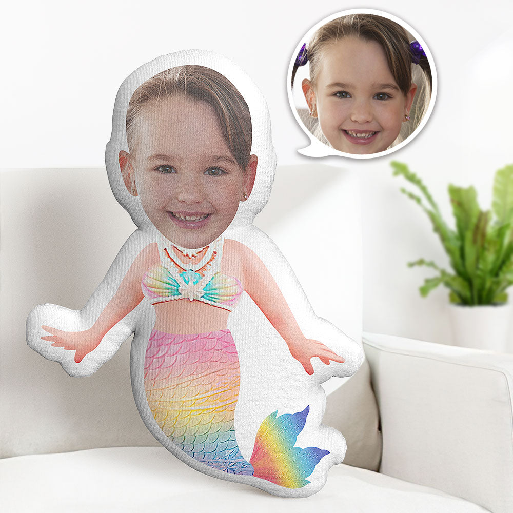Oreiller Minime Sirène Personnalisé, Oreiller Visage, Oreiller Sirène Personnalisé, Oreiller Photo, Poupée - MaPhotocaleconFr