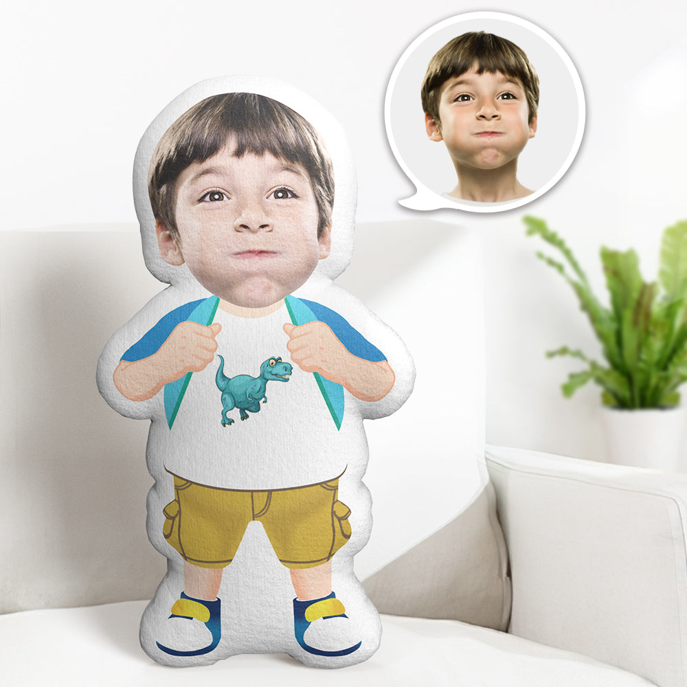 Coussin Décoratif Minime Personnalisé Avec Motif Dinosaure Et Visage Personnalisé - MaPhotocaleconFr