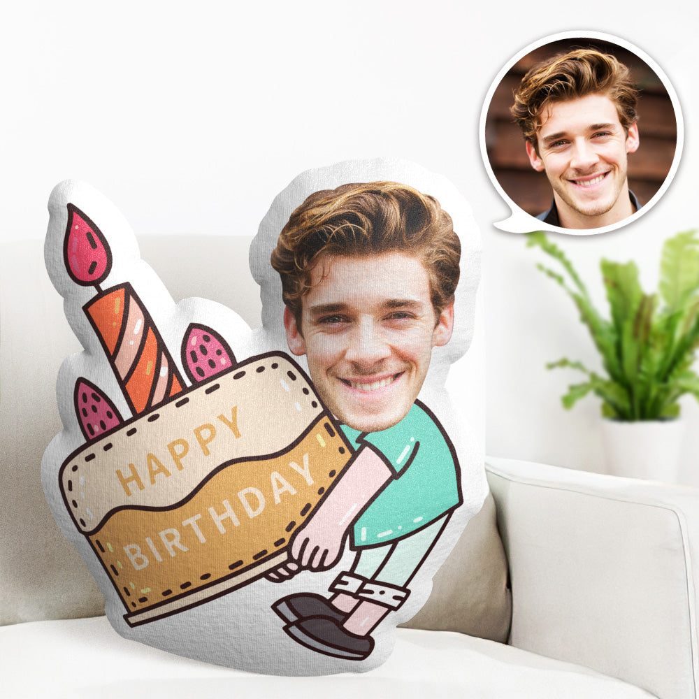 Coussin Visage Joyeux Anniversaire Coussin Visage Personnalisé Coussin Photo Personnalisé Poupée Gâteau D'anniversaire Coussin Mini Personnalisé - MaPhotocaleconFr