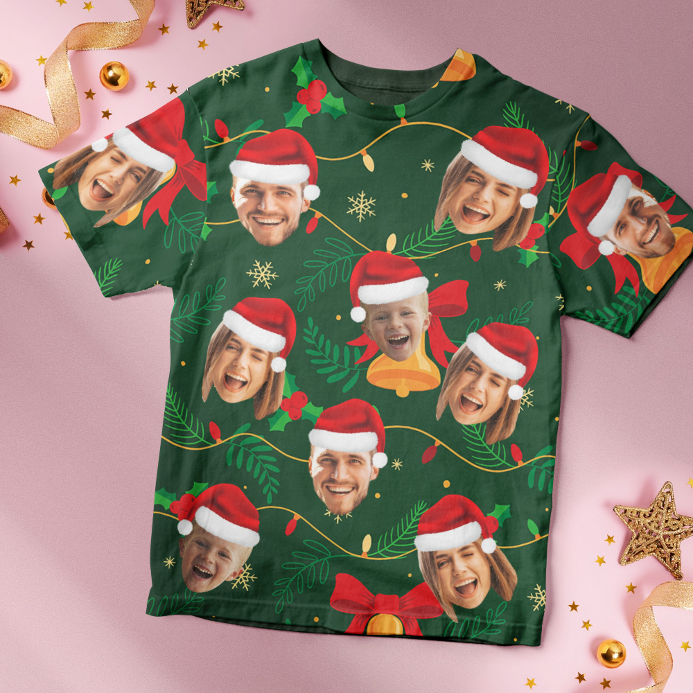 T-shirt Personnalisé Avec Photo, Motif Led De Noël, Unisexe, Joyeux Noël - MaPhotocaleconFr