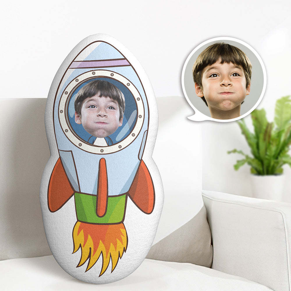 Oreiller Facial Personnalisé Fusée Astronaute Minime Poupée Cadeaux Photo Personnalisés Pour Les Enfants - MaPhotocaleconFr