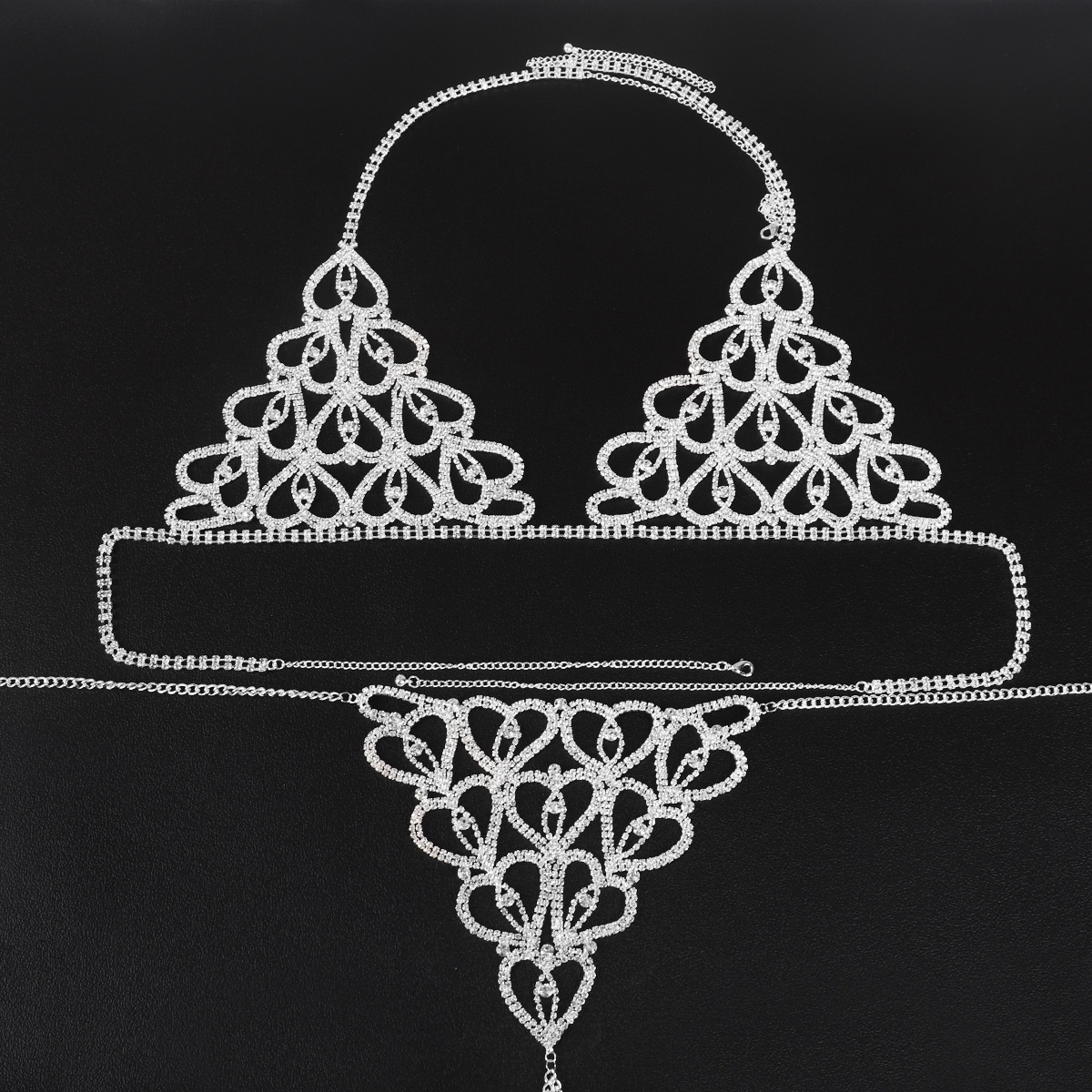 Soutien-gorge Chaîne De Corps De Luxe En Strass, Bijou De Poitrine Géométrique En Cristal Et Cœur Scintillant.