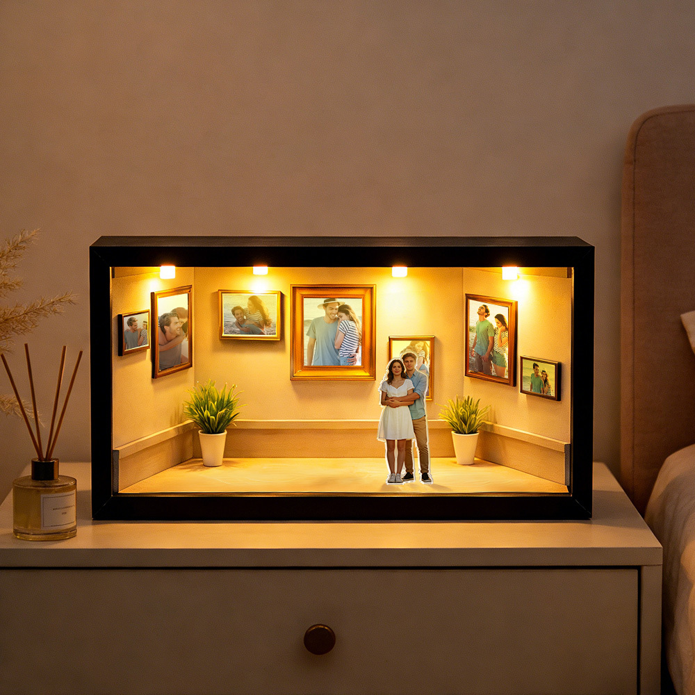 Boîte Lumineuse Personnalisée « musée De Nous », Présentoir Pour Figurines De Couple Sur Mesure, Une Histoire D'amour Transformée En Œuvre D'art