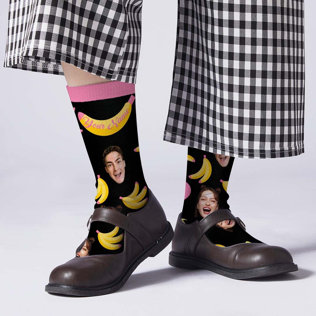 Chaussettes Visage Personnalisées Funny Banana - MaPhotocaleconFr