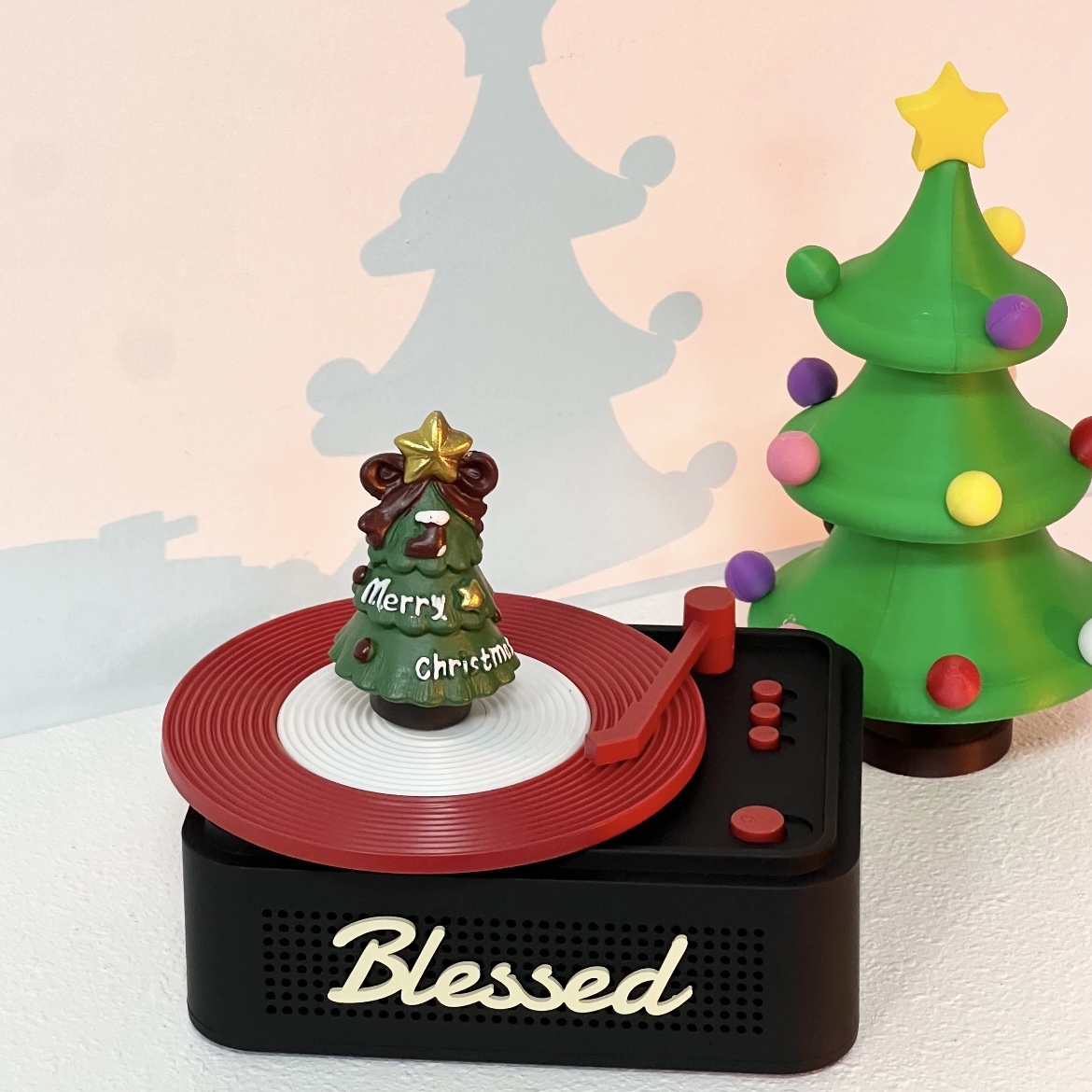 Platine Vinyle Rétro De Noël Avec Enceinte Bluetooth | Décoration De Sapin De Noël Rotative | Cadeau Festif Avec Musique Et Lumière | Le cadeau de Noël idéal pour la Famille, un Couple, un Amoureux Ou un Ami