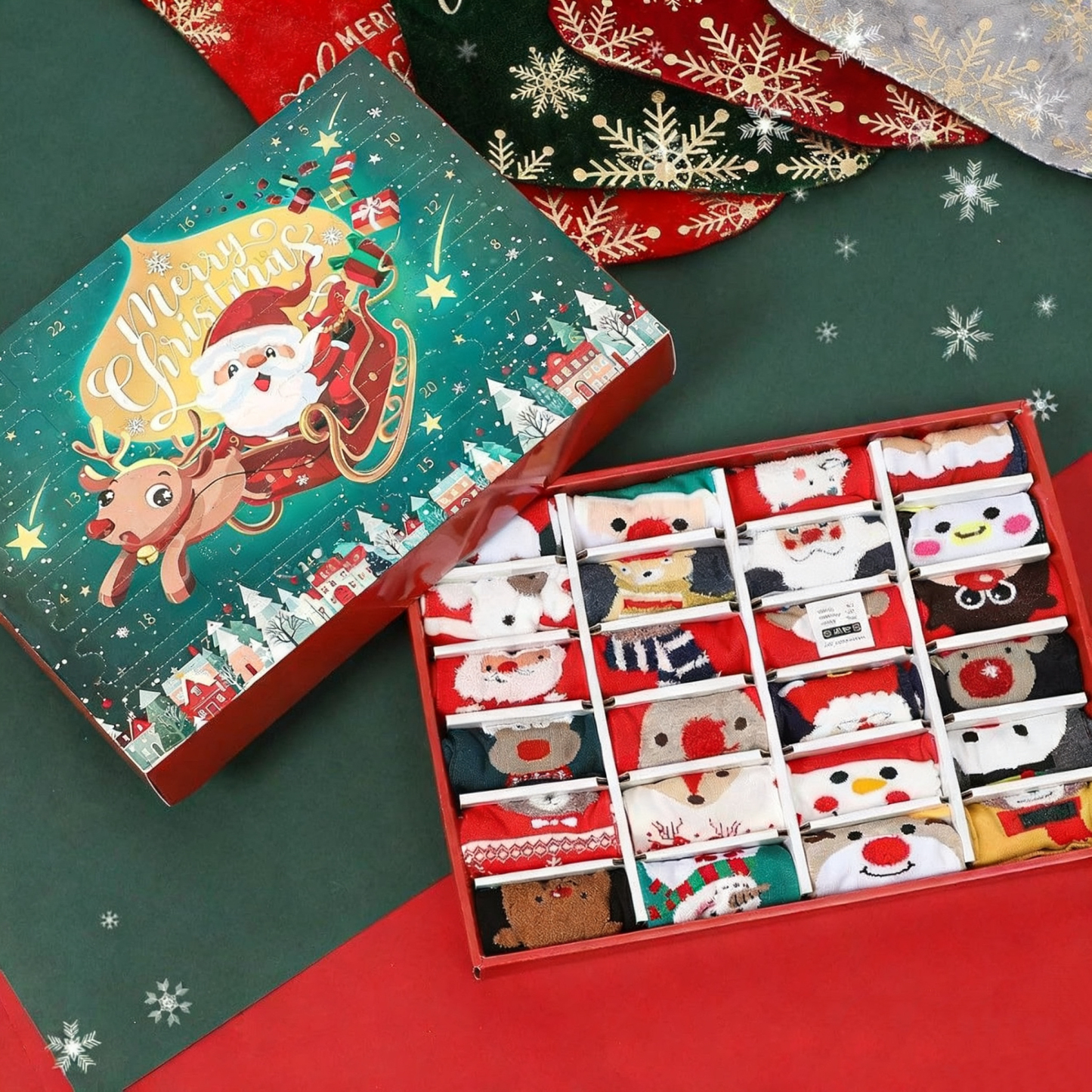 Calendrier de l'Avent 2025 - Boîte surprise, Bas de Noël pour enfants et adolescents, Cadeau surprise de Noël