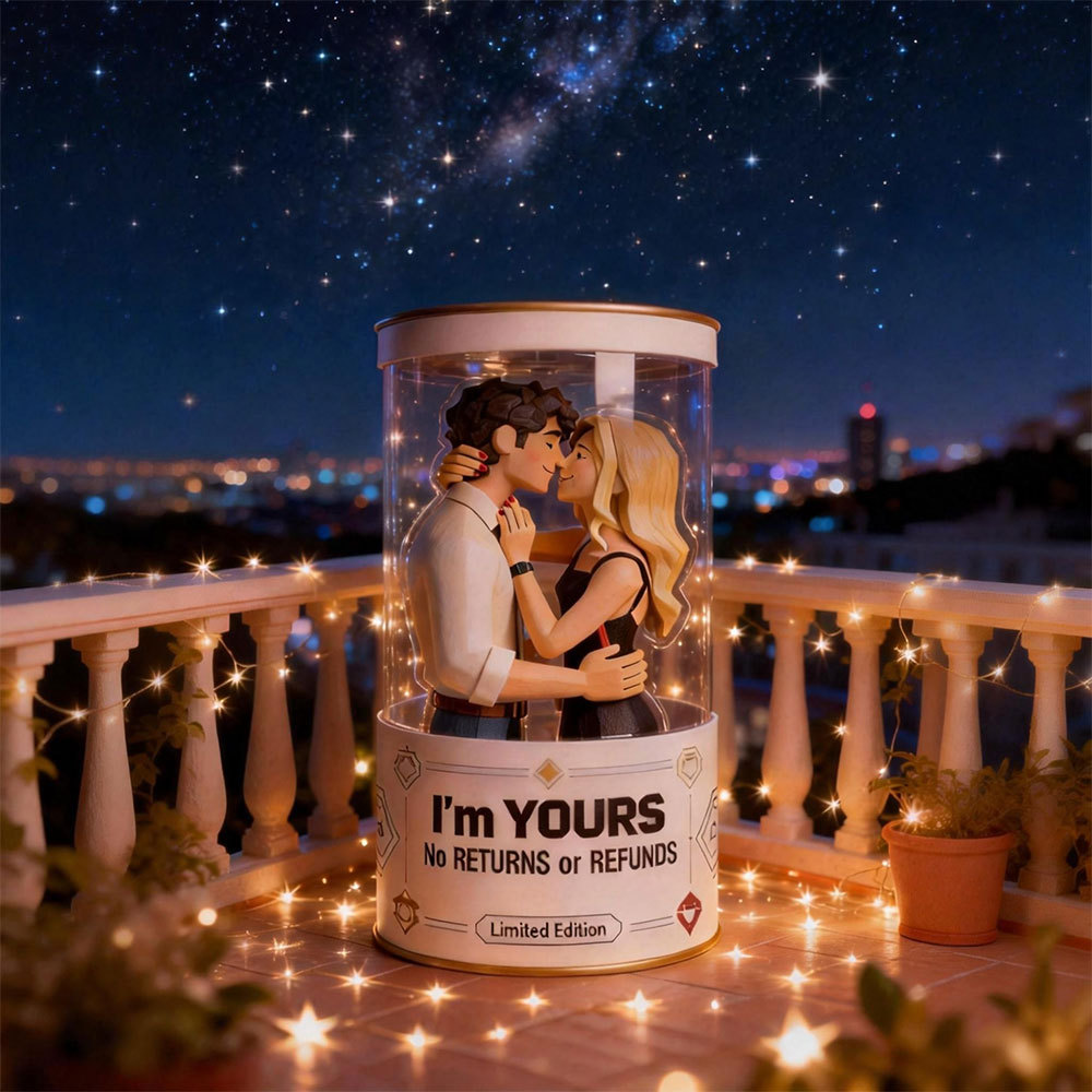 Capsule Spatiale Personnalisée Avec Photo De Couple De Dessin Animé – Ornement Décoratif Low-poly – Un Cadeau Spécial Pour Elle - MaPhotocaleconFr