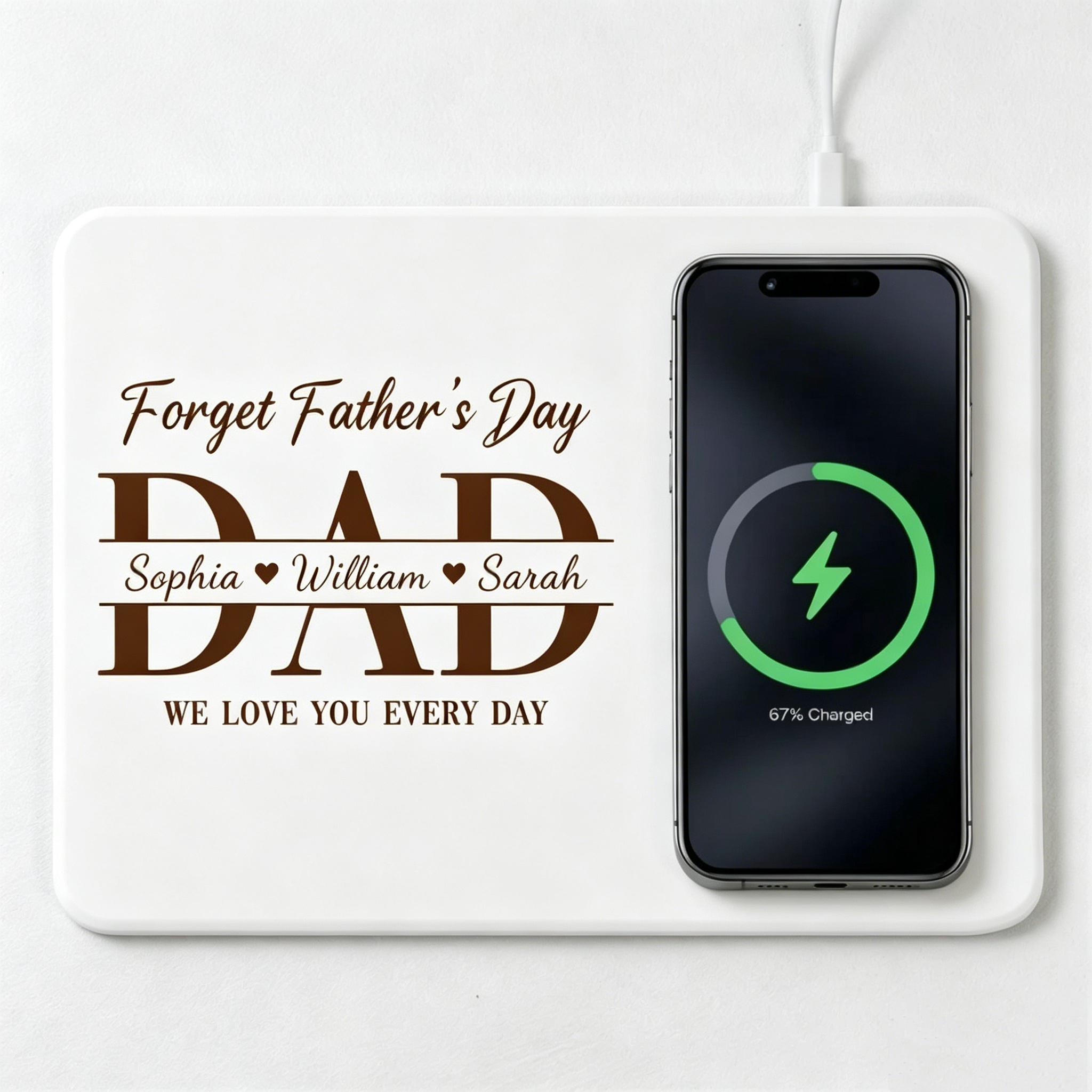 Tapis De Chargement Personnalisé Dad Sketch Line Art Photo Personnalisée Cadeau De Fête Des Pères Pour Papa - MaPhotocaleconFr