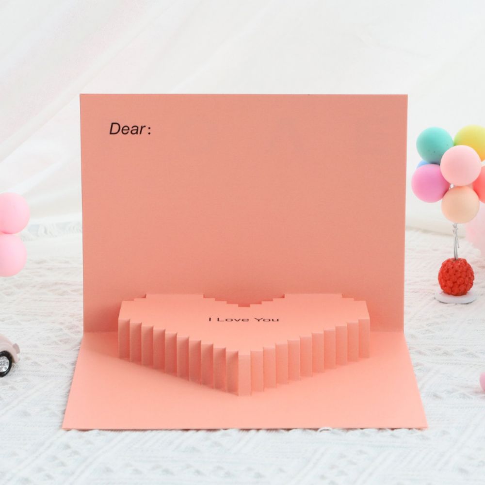 Carte Pop-up 3d Créative Pour La Saint-valentin, Cœur Rose Romantique - MaPhotocaleconFr