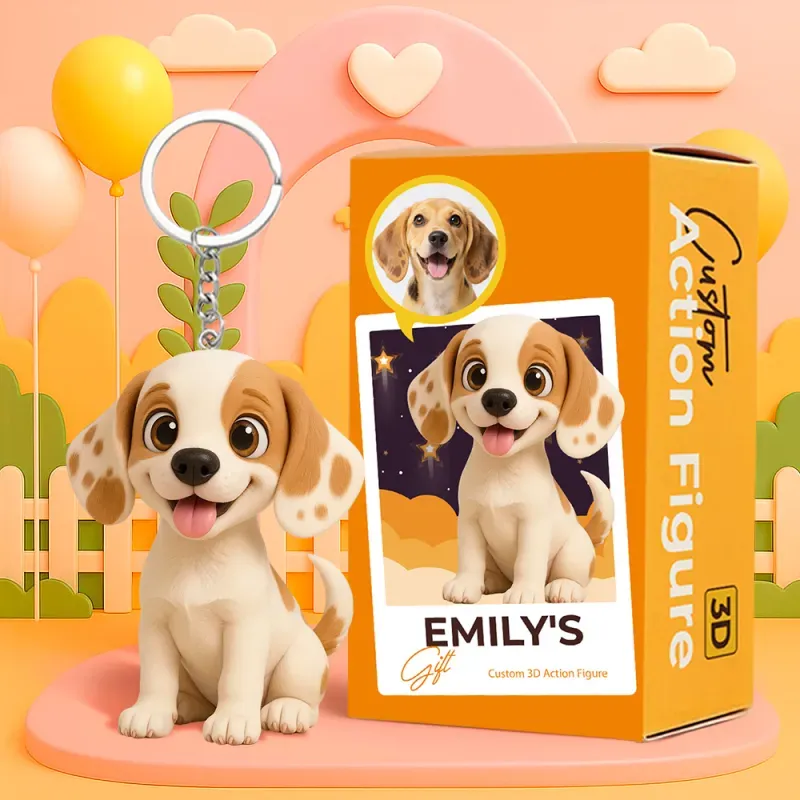 Porte-clés Personnalisé Avec Animal De Compagnie (dessin Animé), Figurine 3d Personnalisée, Avatar Mignon De Chien Ou De Chat, Cadeau Pour Les Amoureux Des Animaux - MaPhotocaleconFr