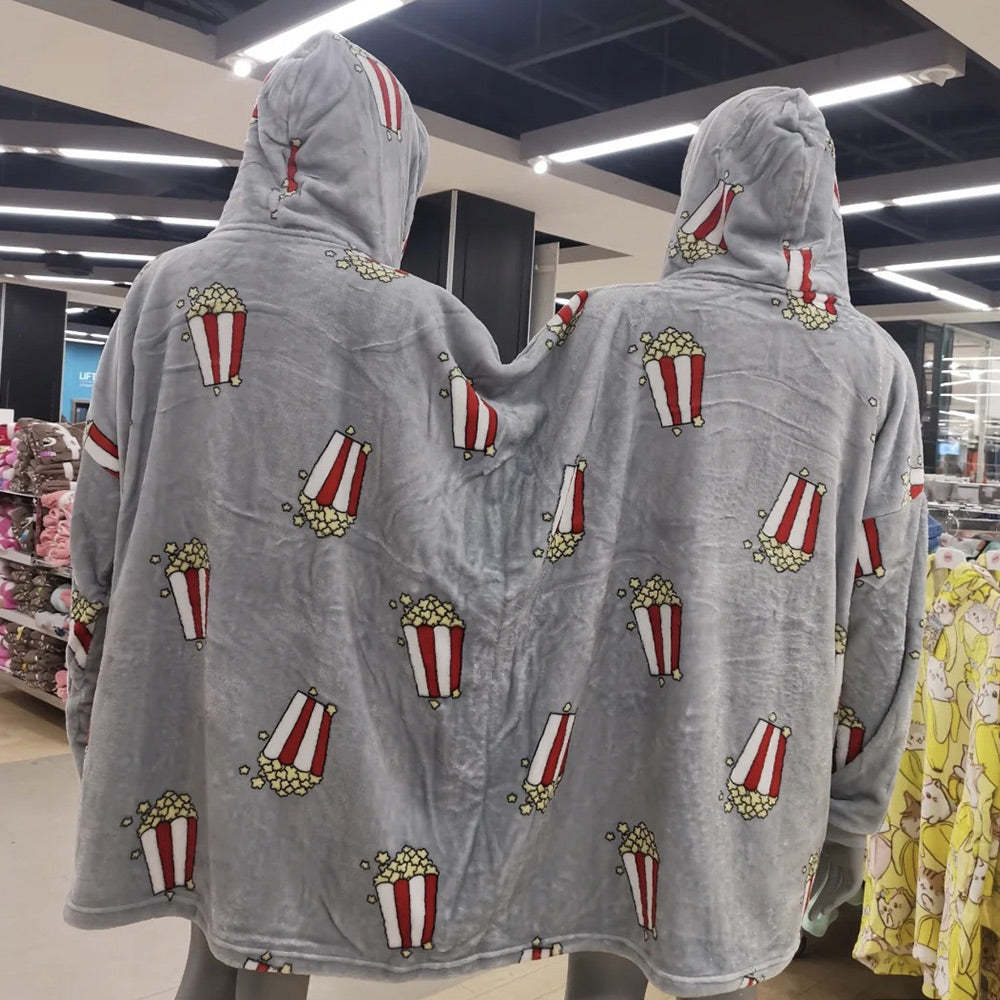 Popcorn Couple Combinaison Pyjama Chaud Et Intime Une Pièce Vêtements De Détente Couverture Drôle Cadeau De Saint Valentin - MaPhotocaleconFr