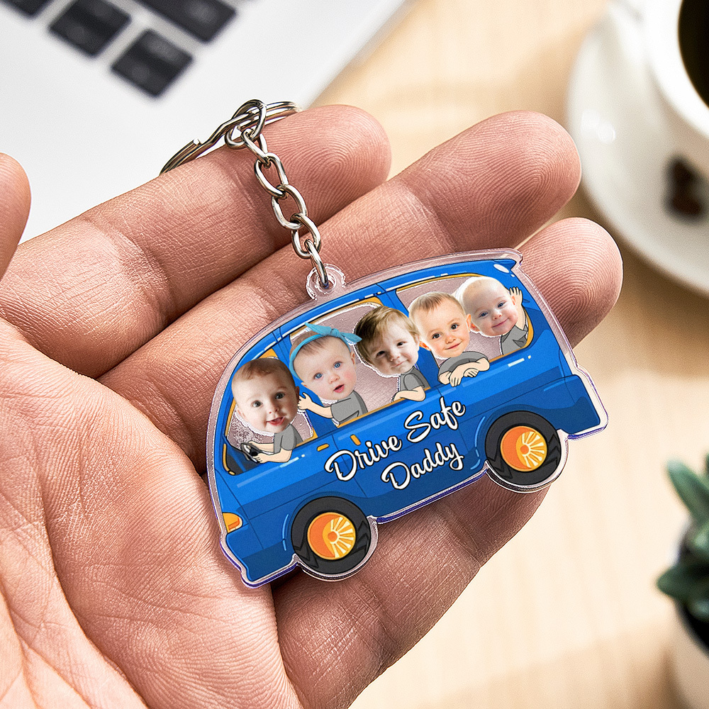 Porte-clés Personnalisé « conduisez Prudemment » ; Porte-clés De Style Voiture Personnalisé, Cadeaux Pour Papa - MaPhotocaleconFr