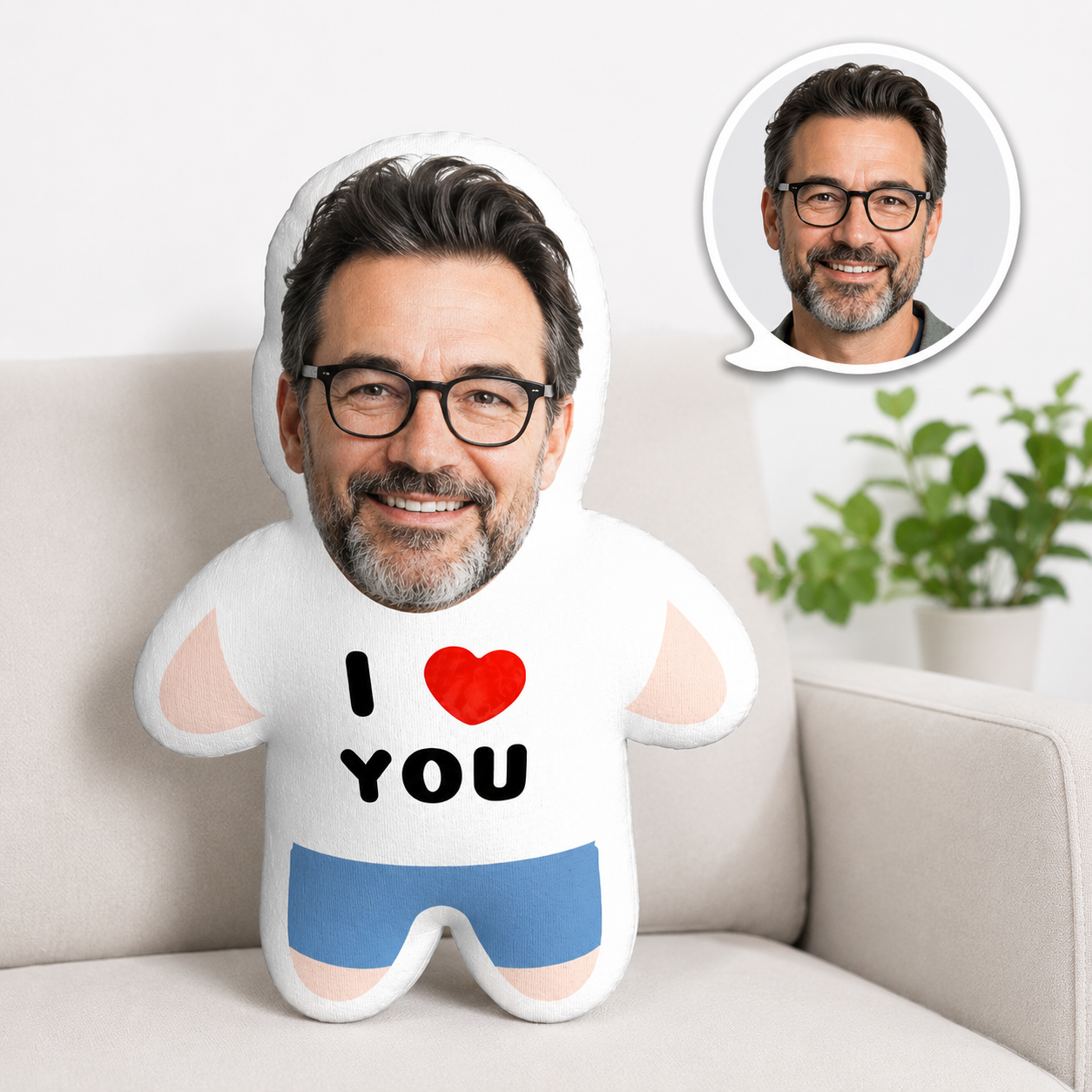 Oreiller Minime Personnalisé Avec Visage – Cadeau Photo Personnalisé Pour Lui Ou Elle