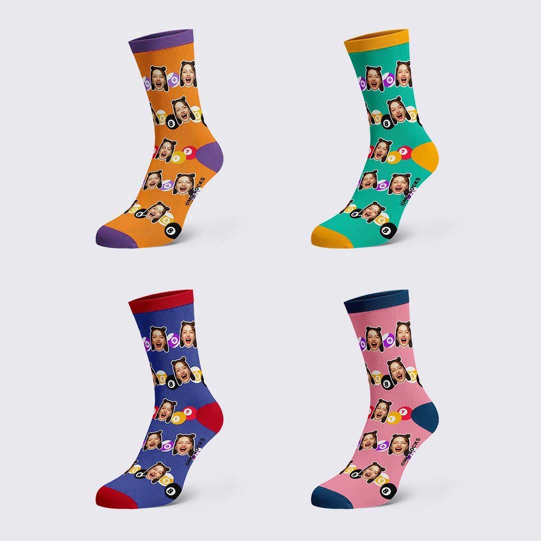 Photo De Billard Sur Le Visage Chaussettes - MaPhotocaleconFr