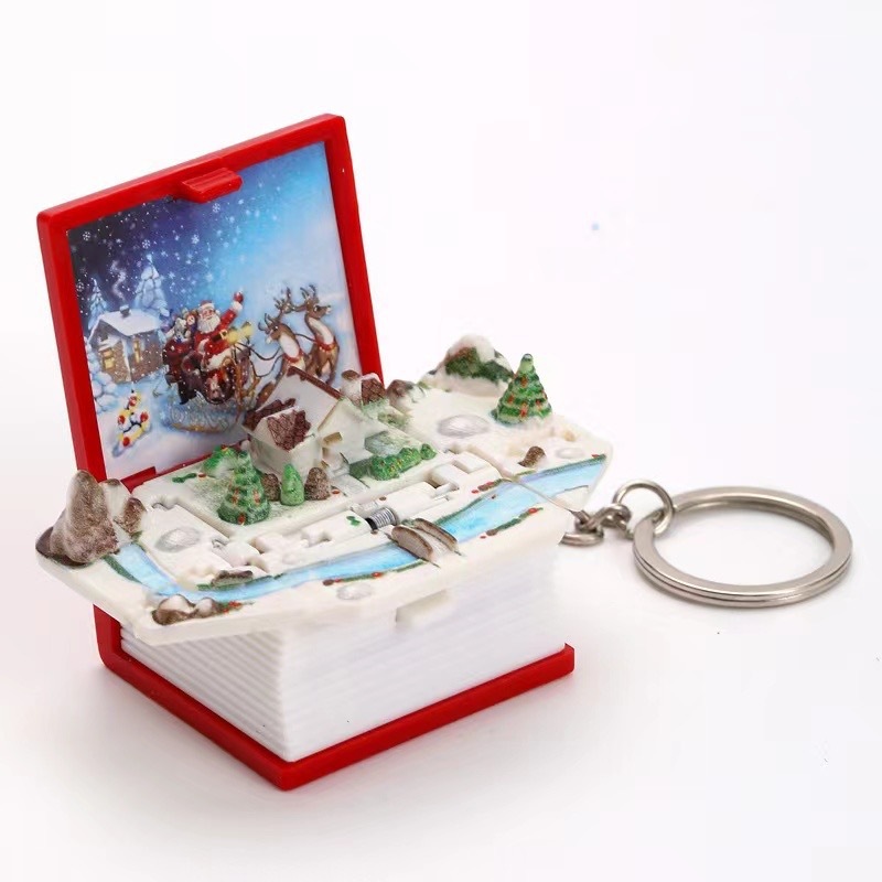 Porte-clés De Noël 3d Pop-up | Mini Livre Jouet Créatif - Ornement