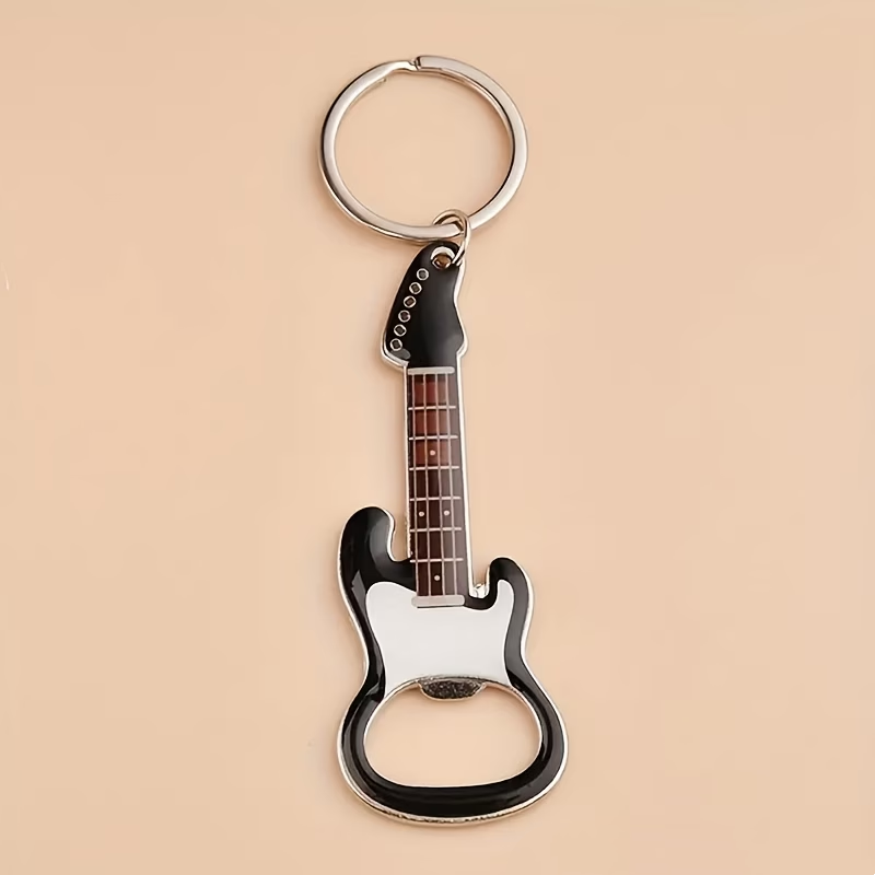Porte-clés Ouvre-bouteille En Forme De Guitare, Design Élégant En Métal, Durable Et Portable, Idéal Comme Cadeau Pour Les Mélomanes Ou Pour Un Usage Quotidien. - MaPhotocaleconFr