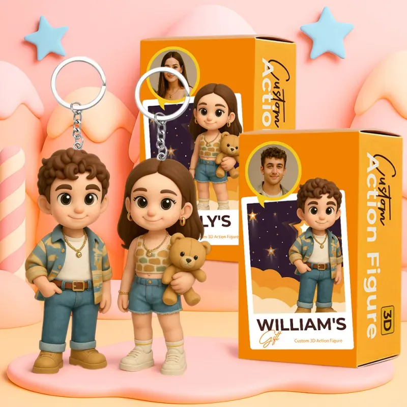 Porte-clés Créatif Et Personnalisé Avec Votre Personnage De Dessin Animé En Figurine 3d Personnalisée Pour Couples, Amis Et Enfants - MaPhotocaleconFr
