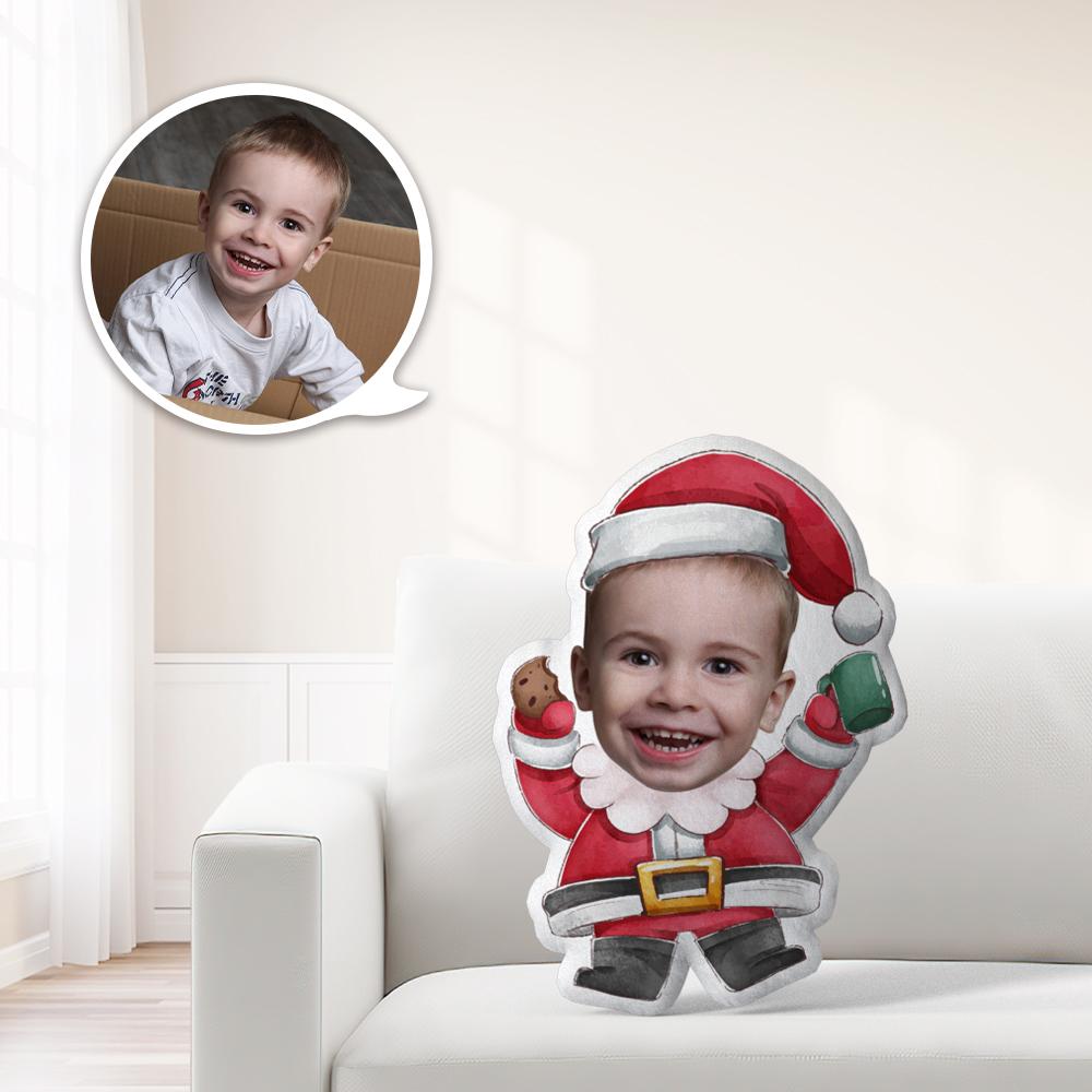 Coussin Décoratif Minime Personnalisé Avec Un Adorable Père Noël Tenant De La Nourriture - Cadeau De Noël Unique Et Personnalisé - Offrez À Votre Enfant Le Cadeau Le Plus Précieux. - MaPhotocaleconFr