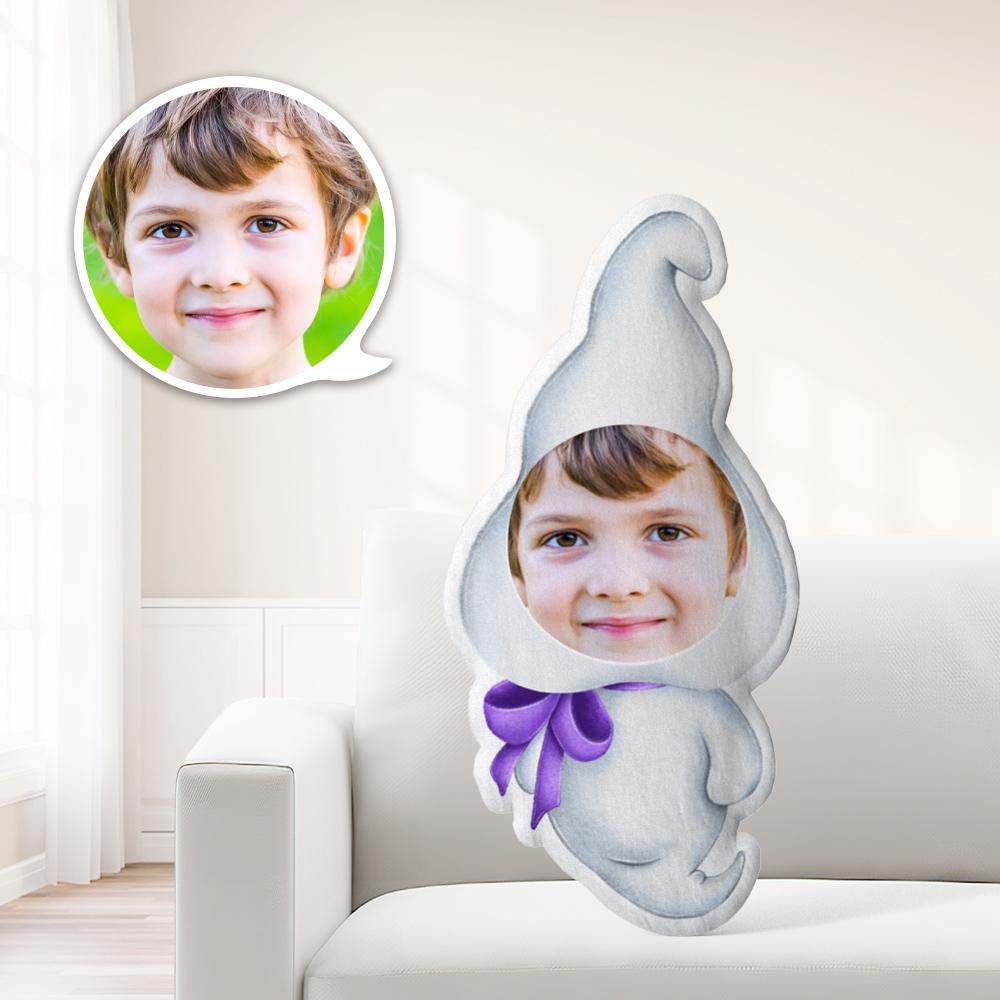 Oreiller Photo, Oreiller Visage, Oreiller Personnalisé, Oreiller Sur Mesure, Mini-oreiller, Poupée Fantôme À Nœud Violet Pour Halloween - MaPhotocaleconFr