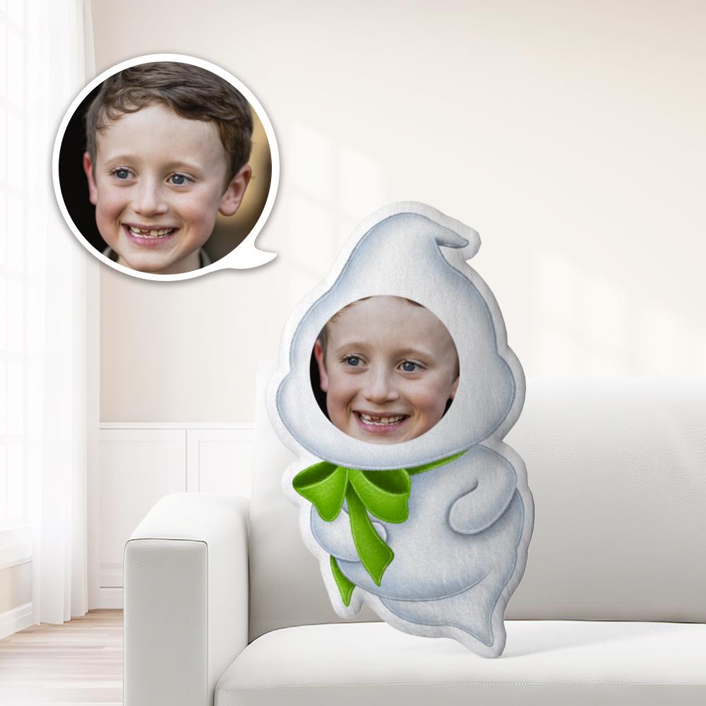 Oreiller Photo, Oreiller Visage, Oreiller Personnalisé, Oreiller Sur Mesure, Mini-oreiller, Poupée Fantôme À Nœud Vert Pour Halloween - MaPhotocaleconFr
