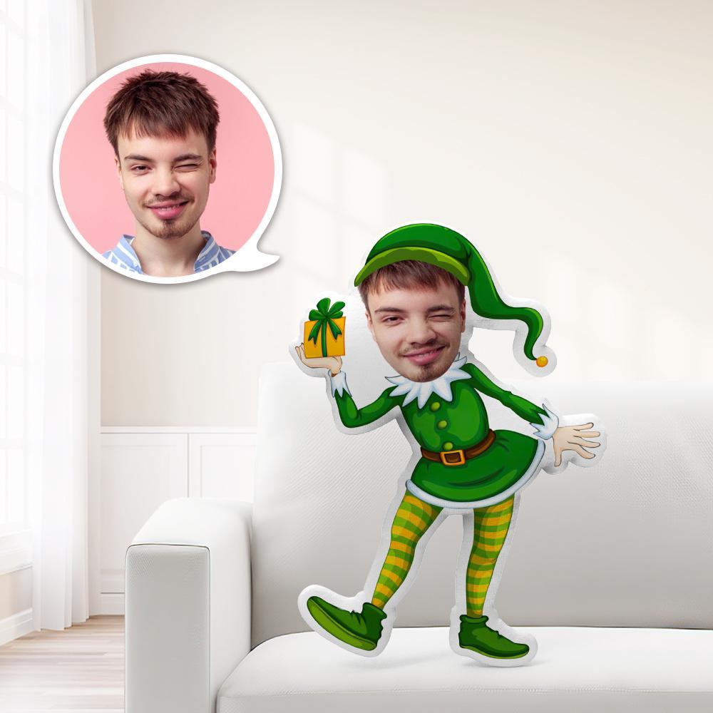 Coussin Décoratif Minime Personnalisé Avec Un Adorable Lutin De Noël - Cadeau De Noël Unique Et Personnalisé - Offrez À Votre Enfant Le Cadeau Le Plus Précieux. - MaPhotocaleconFr