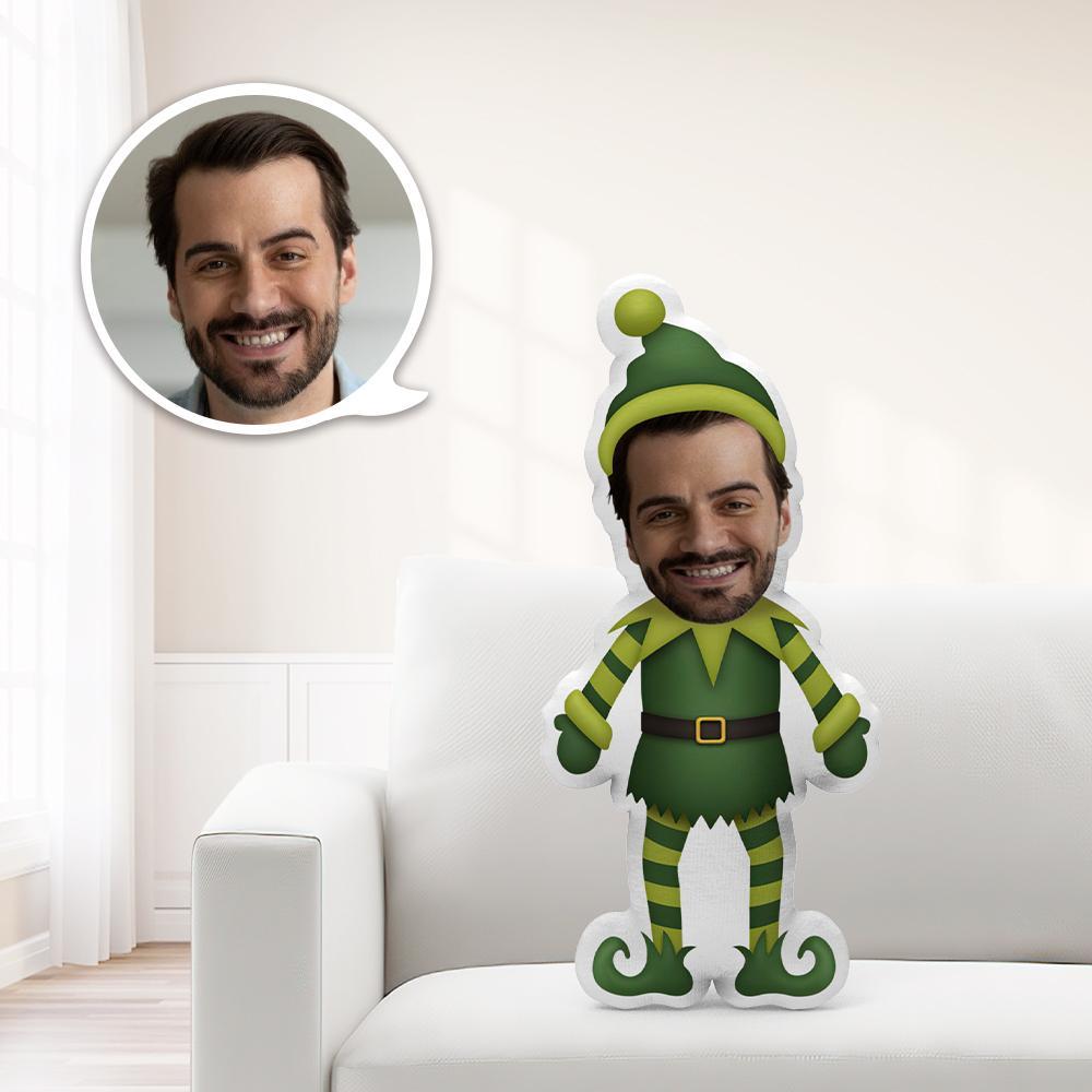 Coussin Décoratif Minime Lutin De Noël En Vêtements Verts - Cadeau De Noël Personnalisé - Offrez À Votre Enfant Le Cadeau Le Plus Précieux. - MaPhotocaleconFr