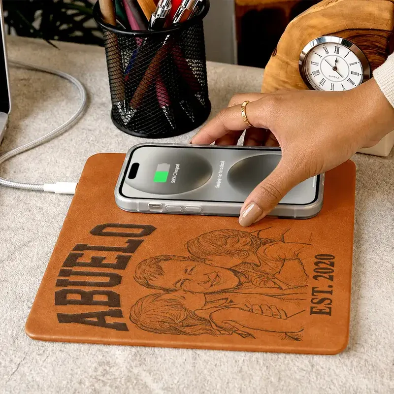 Tapis De Chargement Personnalisé Dad Sketch Line Art Photo Personnalisée Cadeau De Fête Des Pères Pour Papa - MaPhotocaleconFr