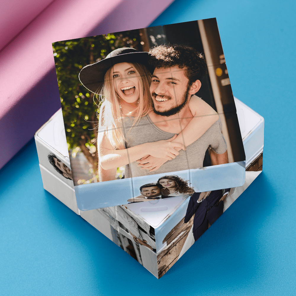 Cadeau de sympathie pour la perte du père Photo gravée Rubic's Cube - MaPhotocaleconFr