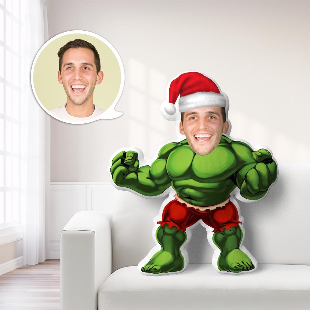 Coussin Personnalisé Avec Visage, Poupée Minime Personnalisée Avec Visage, Coussin Photo Personnalisé, Cadeau De Noël, Coussin Hulk - MaPhotocaleconFr