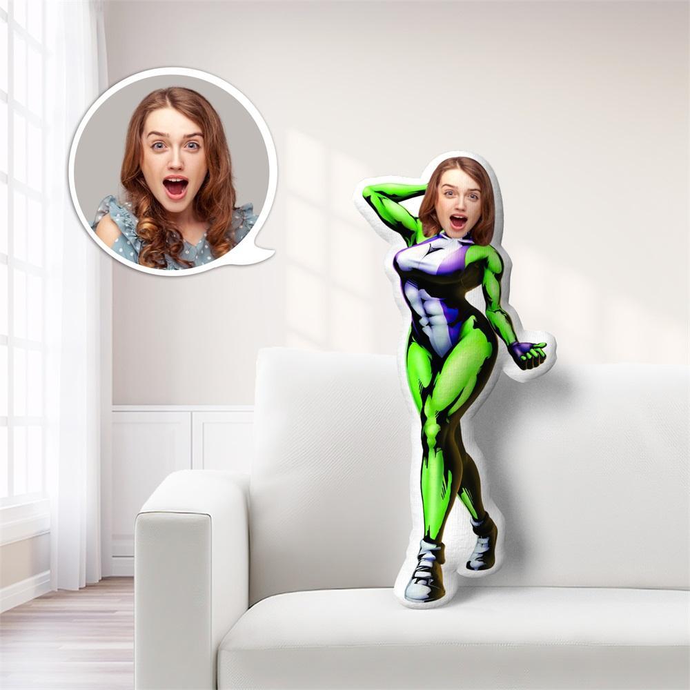 Poupée À Visage Personnalisé, Oreiller Minime À Visage Personnalisé, Oreiller Photo Personnalisé, Cadeau Oreiller She-hulk - MaPhotocaleconFr
