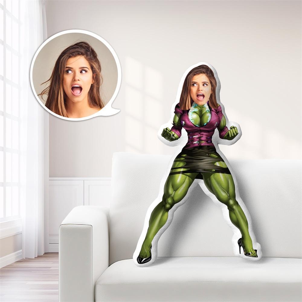 Oreiller Visage Personnalisé Oreiller Visage Personnalisé Minime Oreiller Photo Personnalisé Cadeau She Hulk Oreiller - MaPhotocaleconFr