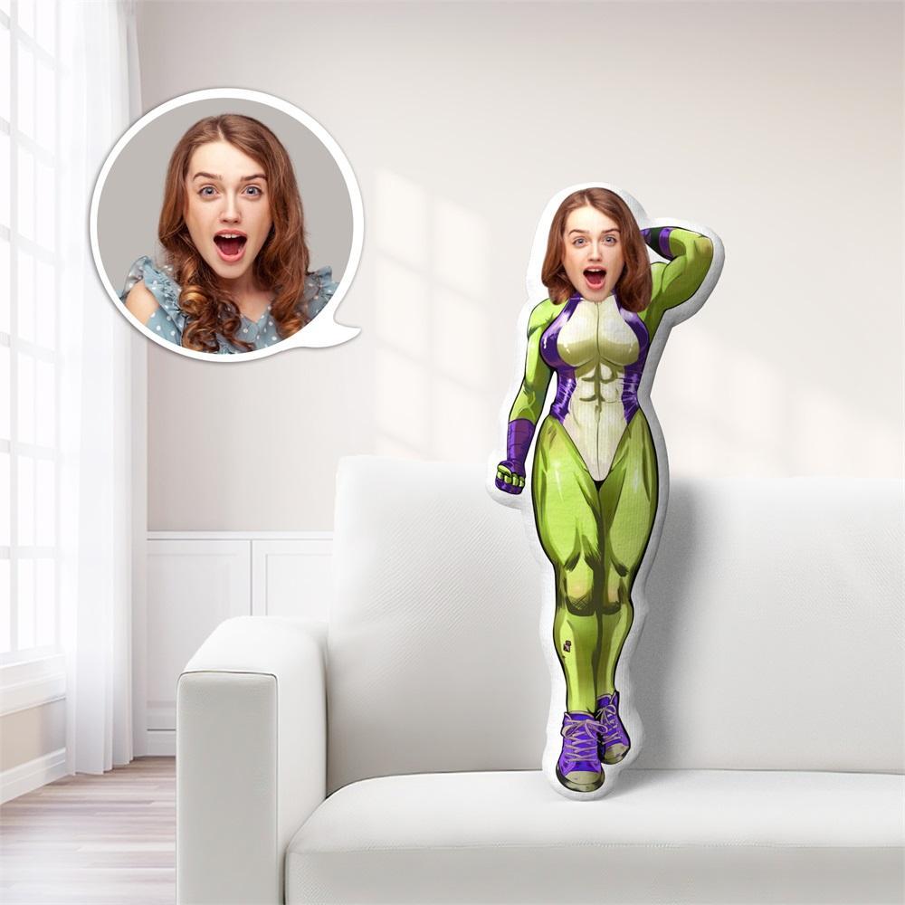 Poupée À Visage Personnalisé, Oreiller Minime À Visage Personnalisé, Oreiller Cadeau She-hulk - MaPhotocaleconFr